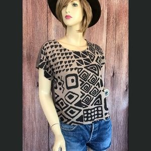 Forever 21 Tribal Print Top Lace Back Medium